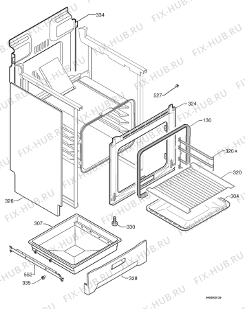 Взрыв-схема плиты (духовки) Electrolux EKC60050 - Схема узла Housing 001